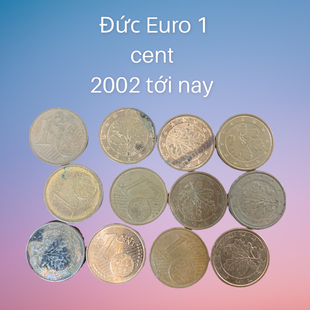 Xu thế giới 1 cent Euro sưu tầm của Đức với hình ảnh lá phông 2002 tới nay