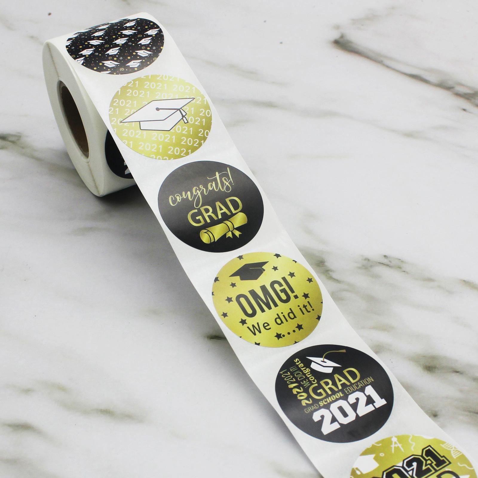 500 Pieces Graduation Sticker DIY Gift Wrap Packaging Stickers Roll Tape Gift Tag Sticker Sticky Label Baking Package Party Label
