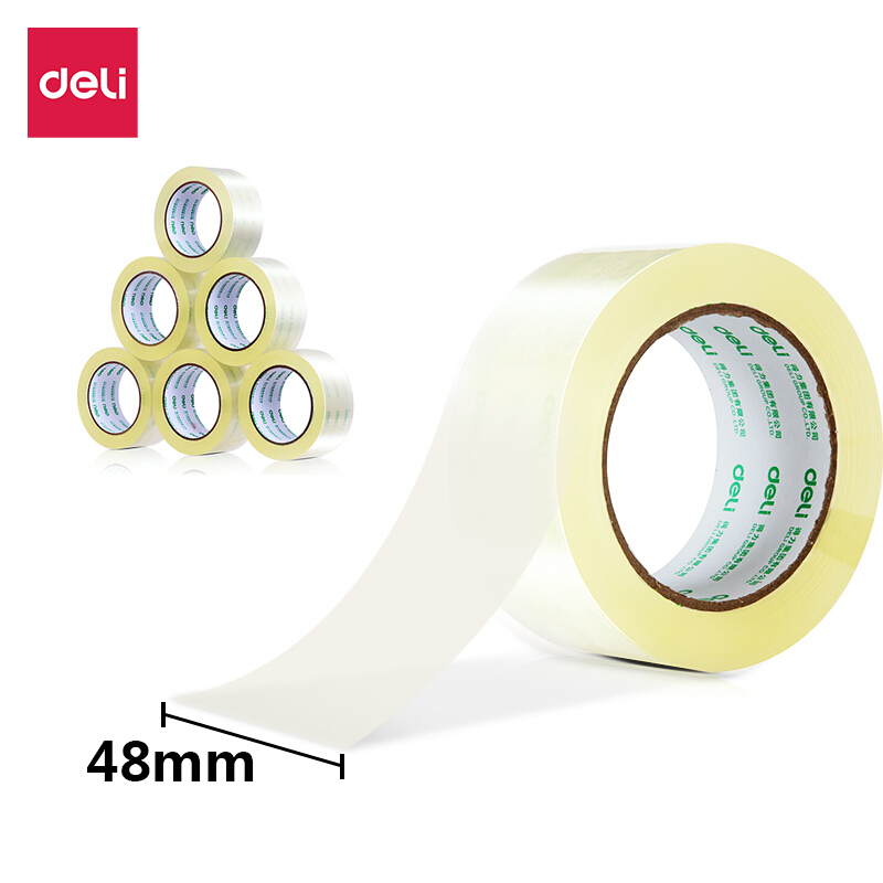 Băng dính băng keo trong đóng hàng Deli - Loại 48mm*91.4m - 6 cuộn - 30205