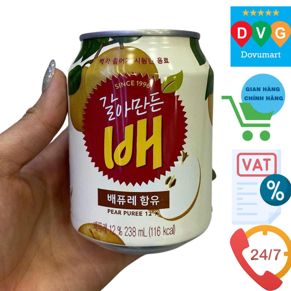 Nước Trái Lê Nghiền Crushed Pear Hàn Quốc Lon 238ML/ 해태음료) 갈아만든 배 238ML
