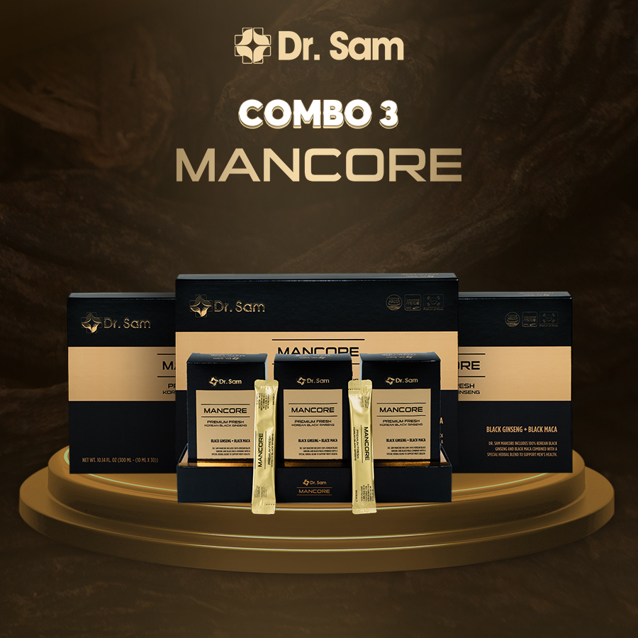 Dr. Sam MANCORE sắc vóc vững vàng với hắc sâm Hàn Quốc, củ maca đen Peru - 30 gói x 10ml