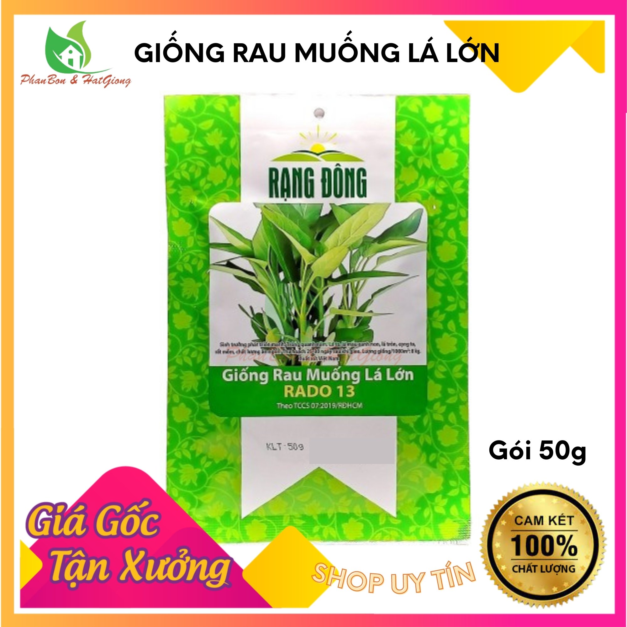Hạt Giống Rau Muống Lá Lớn Rạng Đông Dễ Trồng, Sinh Trưởng Khỏe - Shop Phân Bón và Hạt Giống