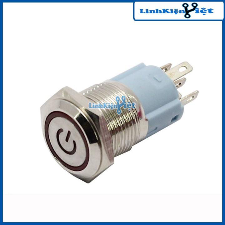 Nút Nhấn Đề Sắt Chống Nước Có Đèn Báo 12VDC-16mm Nhấn Giữ