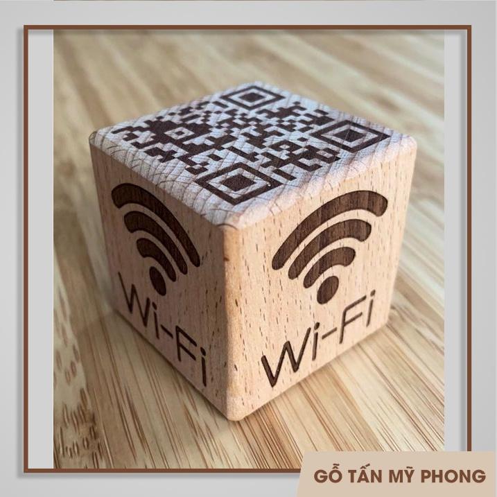 Chạm khắc cục gỗ QR code, Cube QR, wifi, thương hiệu