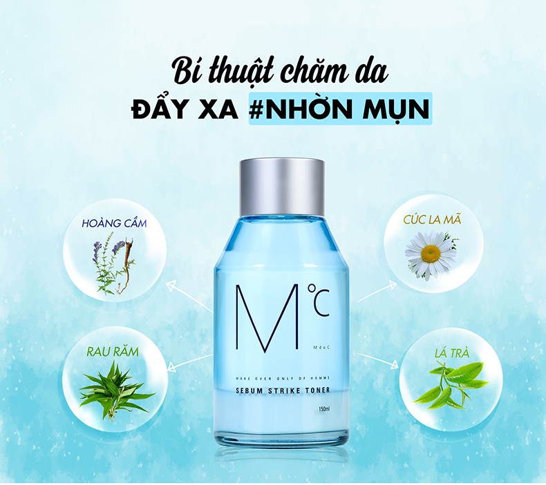Nước hoa hồng MdoC Sebum Strike Toner Toner dành cho nam kiềm dầu 150ml JN-MTN02