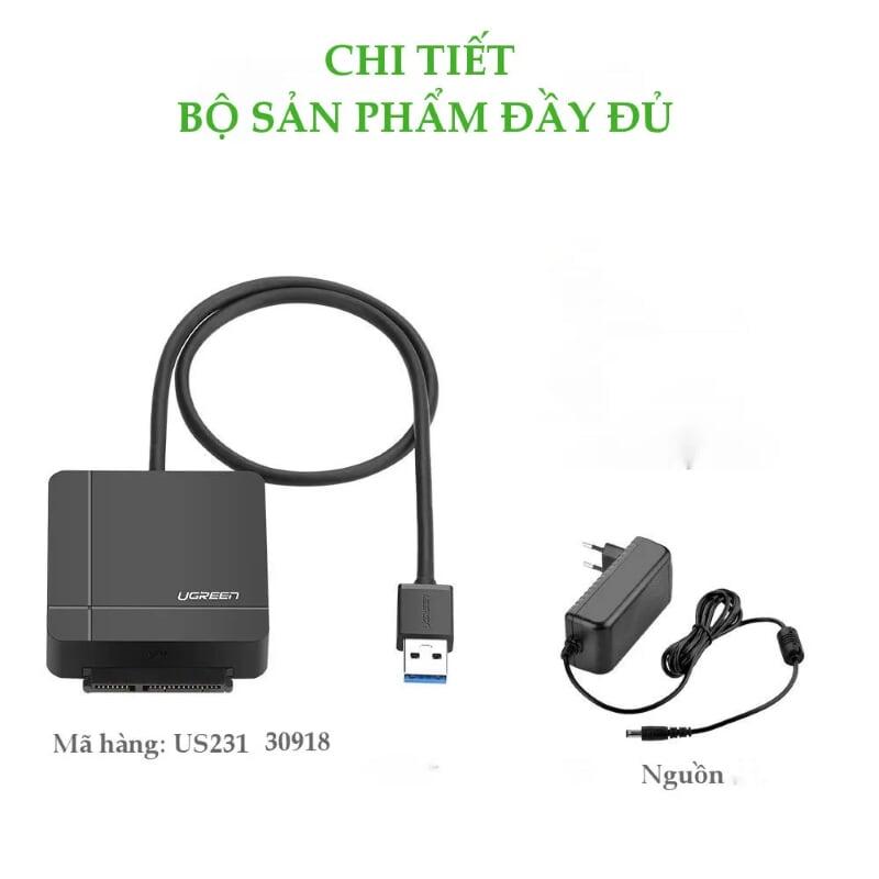 Ugreen UG30918US231TK 50CM màu Đen Bộ chuyển đổi USB 3.0 sang 2 USB 3.0 + SATA + SD TF cao cấp - HÀNG CHÍNH HÃNG