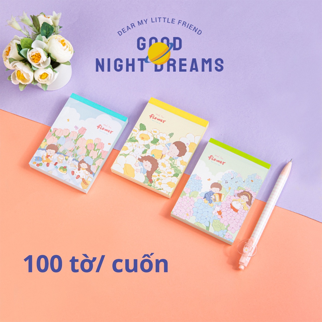 Giấy Note Ghi Chú Cute 100 Tờ Hình Hoạt Hình Dễ Thương Deli - Nhiều Mẫu - Phù Hợp Học Sinh Văn Phòng - 21762 / 21763 / 21764