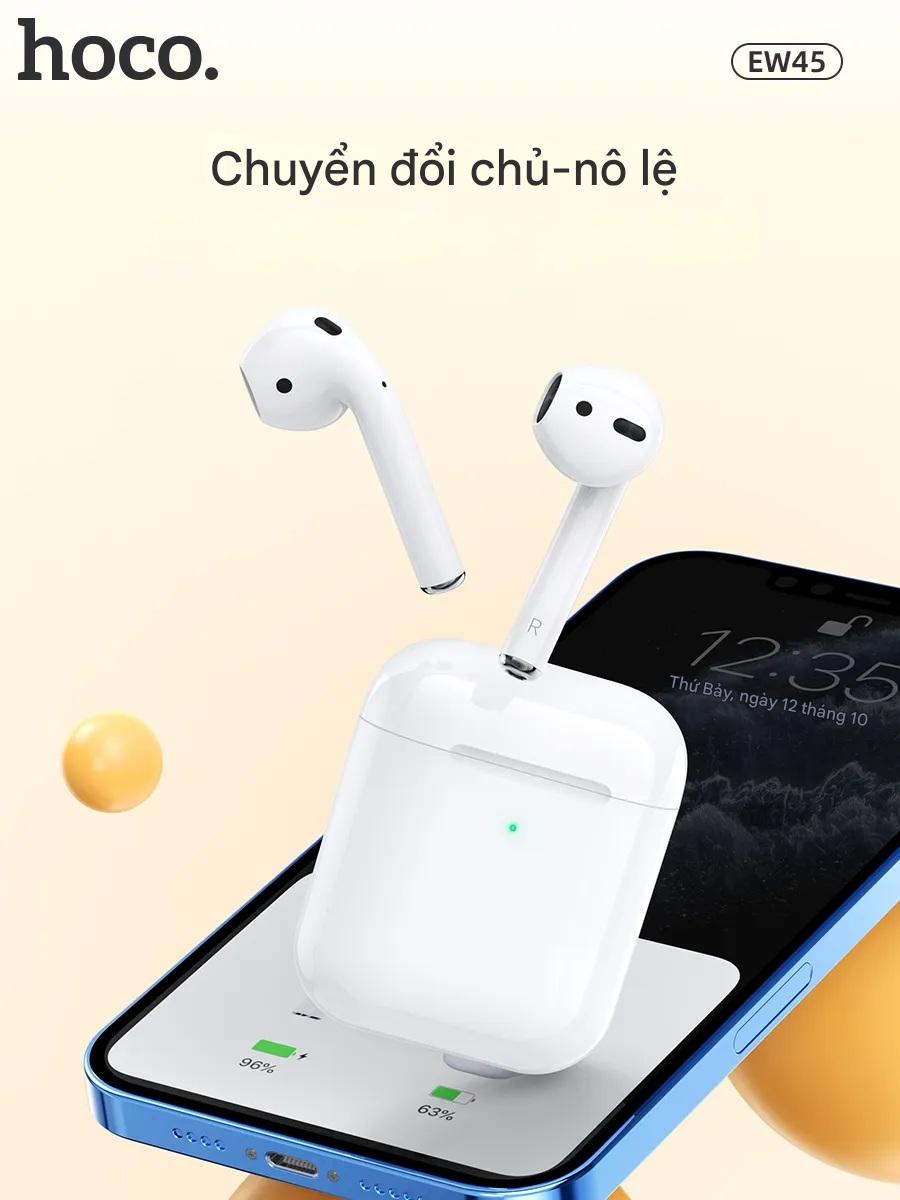 Tai Nghe Bluetooth Ho,co EW45 TWS 5.3, Có Mic Đàm Thoại, Nghe Nhạc 4H, Kèm Case Tai Mèo Cute - Hàng chính hãng