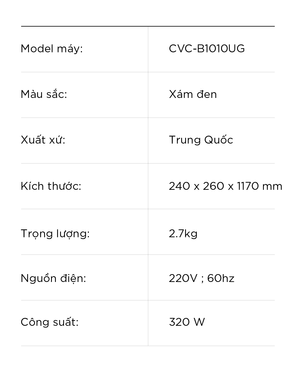 Máy hút bụi cầm tay không dây Cuckoo CVC- B1010UG- công suất lớn, lực hút siêu mạnh 14000PA, công nghệ hút lốc xoáy sạch tóc lông chó mèo, công nghệ lọc bụi Hepa 13 hút sạch bụi bẩn - Hàng chính hãng Cuckoovina