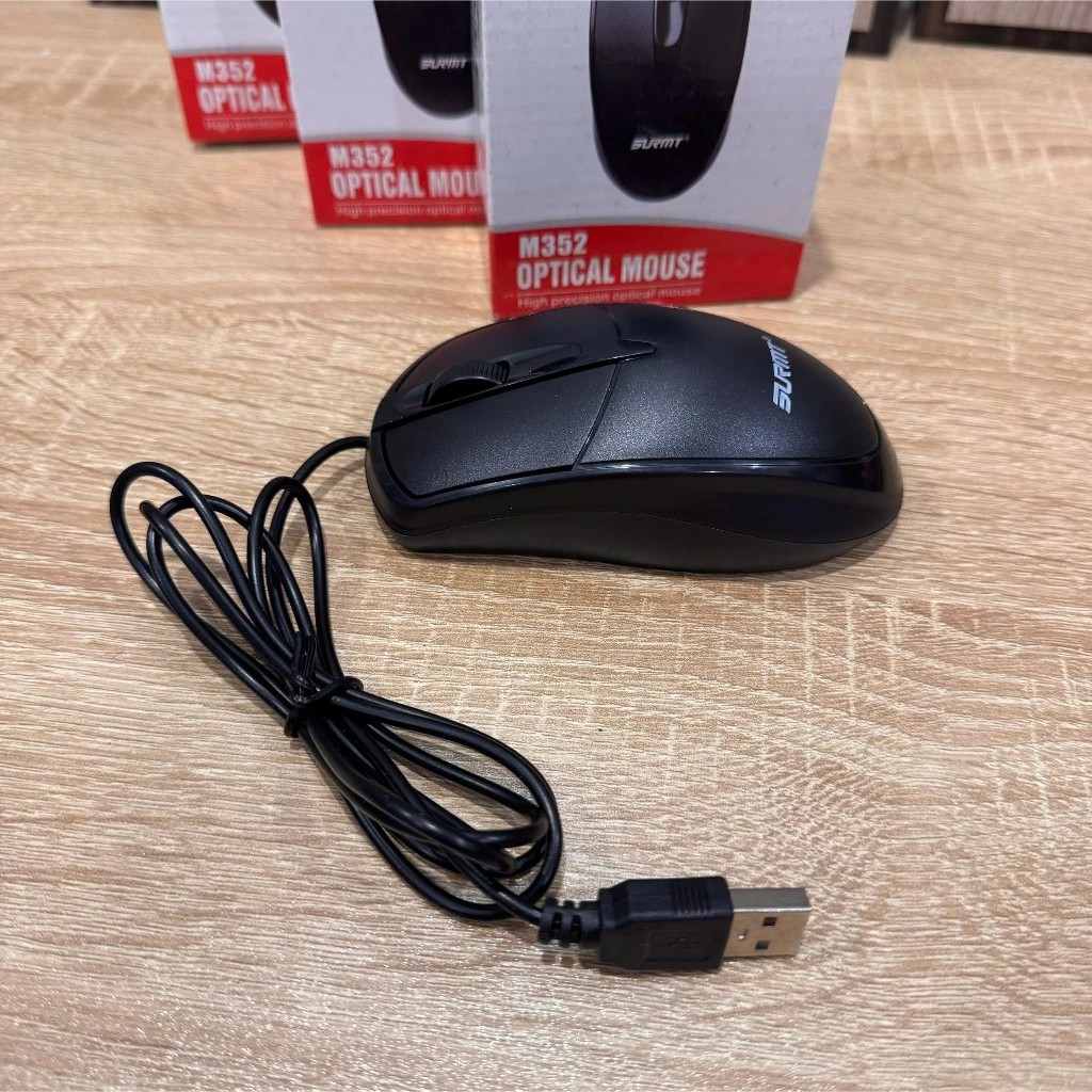 Chuột máy tính văn phòng SURMT M352 có dây chuẩn cổng USB 1000dpi thiết kế ôm gọn tay dễ chịu - Optical mouse - miếng lót chuột