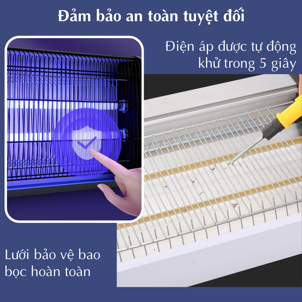 Đèn bắt muỗi và các loại côn trùng điện quang cao cấp CTFAST 02 - Máy diệt ruồi tự động bằng sóng ánh sáng, điện cao áp thiết kế lưới bảo vệ an toàn hoạt động êm ái, sử dụng tại nhà, cơ quan trường học