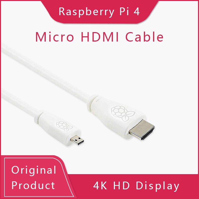 Cable chuyển microHDMI to HDMI Official dành cho Raspberry Pi 4 - Hàng Chính Hãng