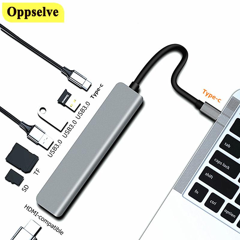 USBC HUB Loại C Sang 4K HDMI-Tương Thích PD Nhanh Sạc Dock USB 3.0 RJ45 Cổng SD/đầu Đọc Thẻ TF Dành Cho Máy Tính Laptop Hợp Đầu