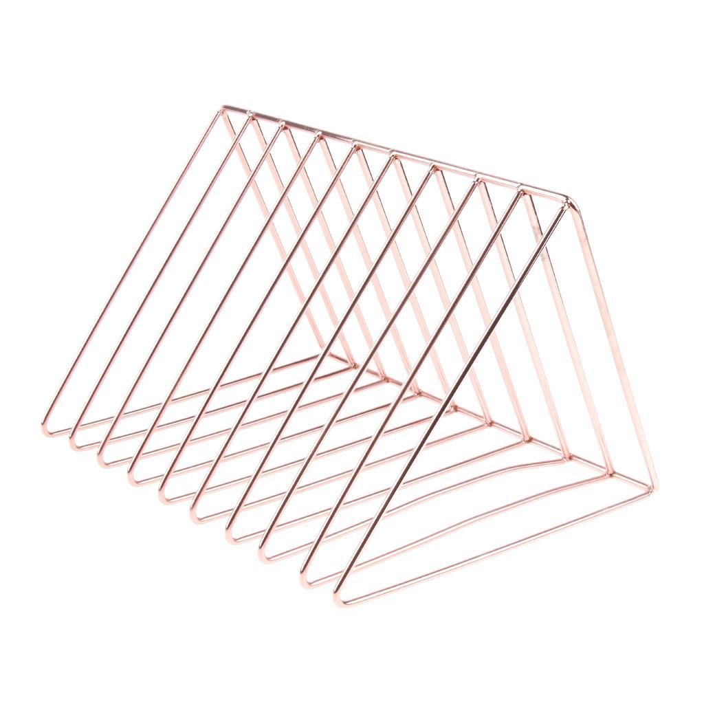 Chic Rose Gold Metal Bookshelf Magazine Book Stand Rack Holder, Desktop Organizer