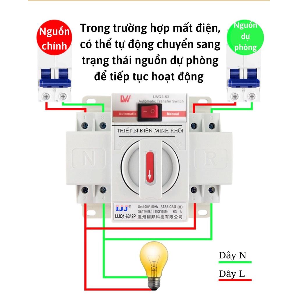 Bộ Chuyển Nguồn Tự Động ATS 2P 63A, cầu dao đảo chiều tự động ats 2p 63a,bộ đổi nguồn,thiết bị chuyển mạch,công tắc