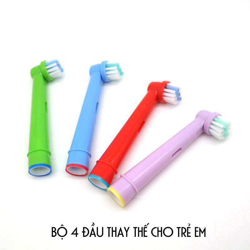 Cho máy Oral-B Braun,  Bộ 4 đầu bàn chải đánh răng điện - Trẻ em, cho mọi loại máy - EB10A