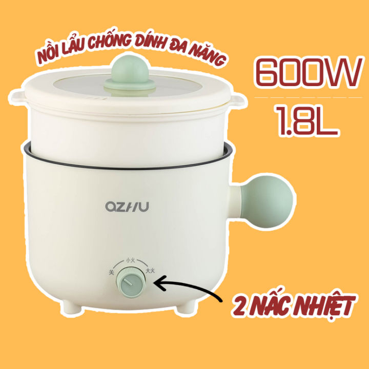 Nồi LẨU MINI Đa Năng OZHU 2 Nấc Nhiệt Kèm Giá Hấp, - JL