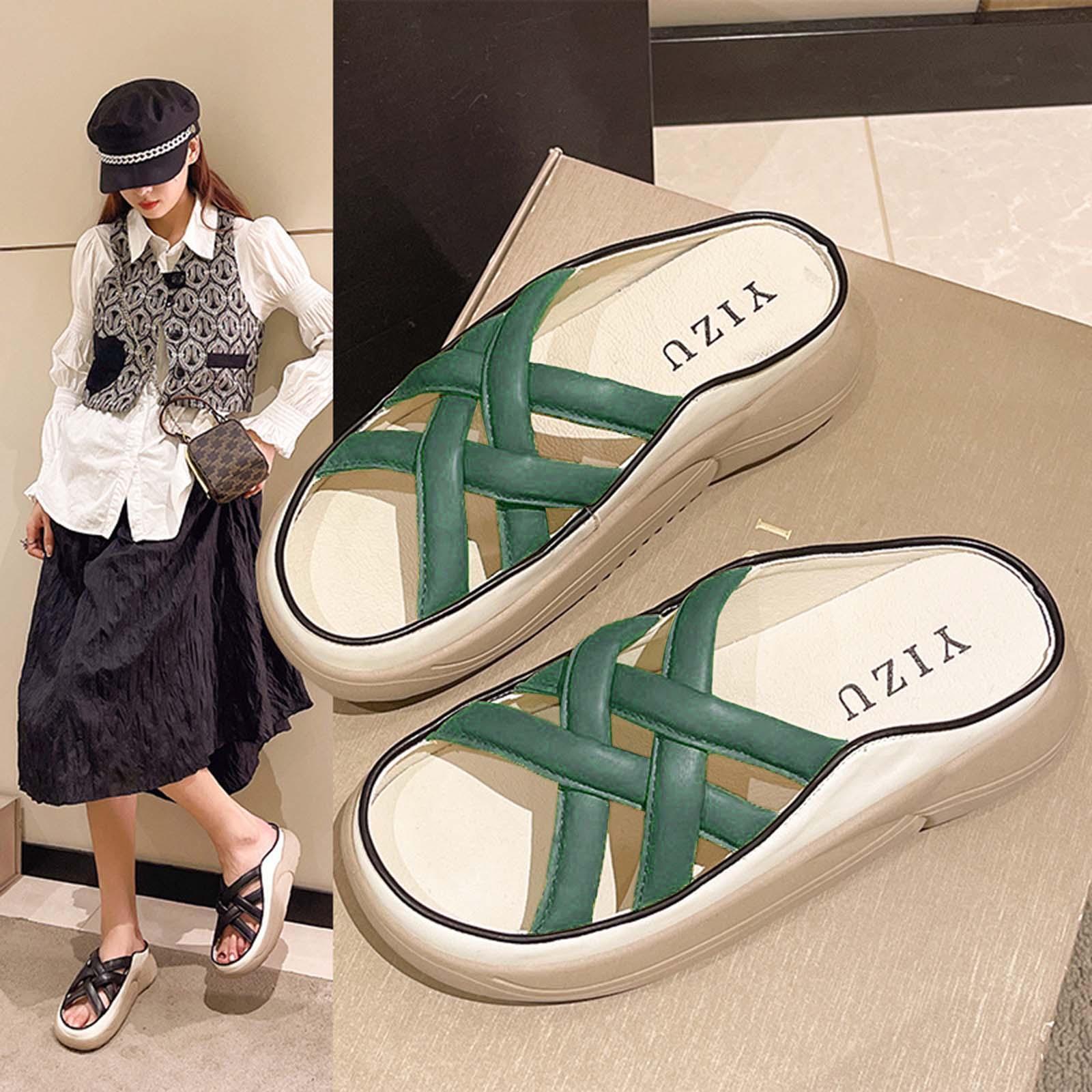 Women's Strappy Knot Slide Sandals, Summer Shoes Soft 3cm Thick Sole Indoor Footwear Platform Platform Slippers Flat Shoes for Shower, Bathing