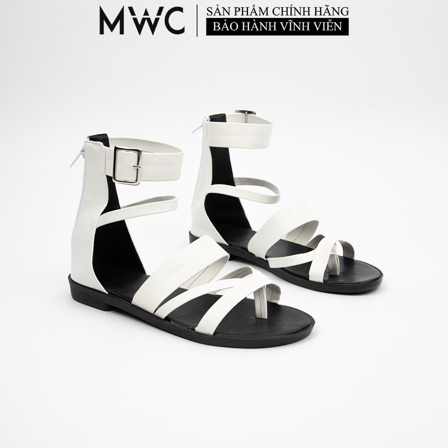 Giày Sandal MWC Đế Bệt Quai Chiến Binh Màu Đen Trắng Siêu Xinh NUSD- 12016