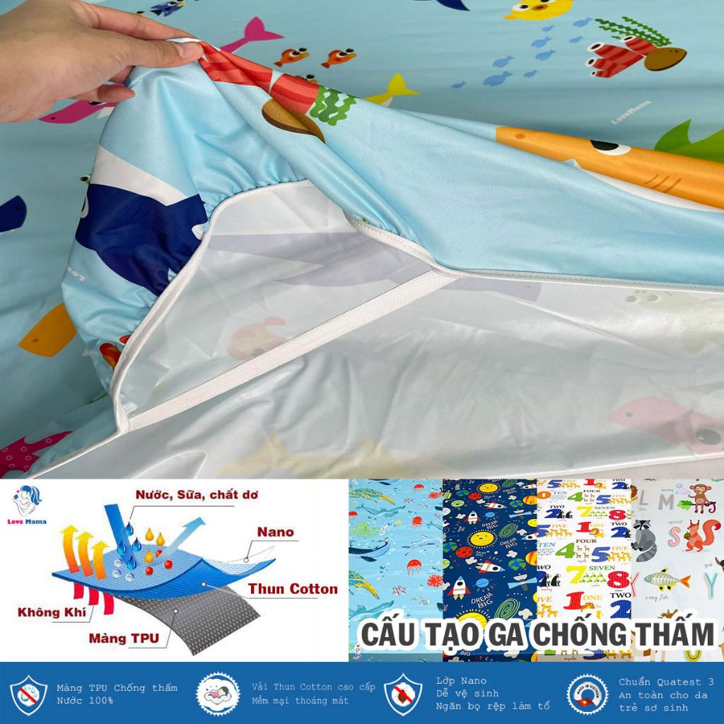 Ga chống thấm Cotton Baby Shark mềm mại thoáng mát không sột soạt LoveMama