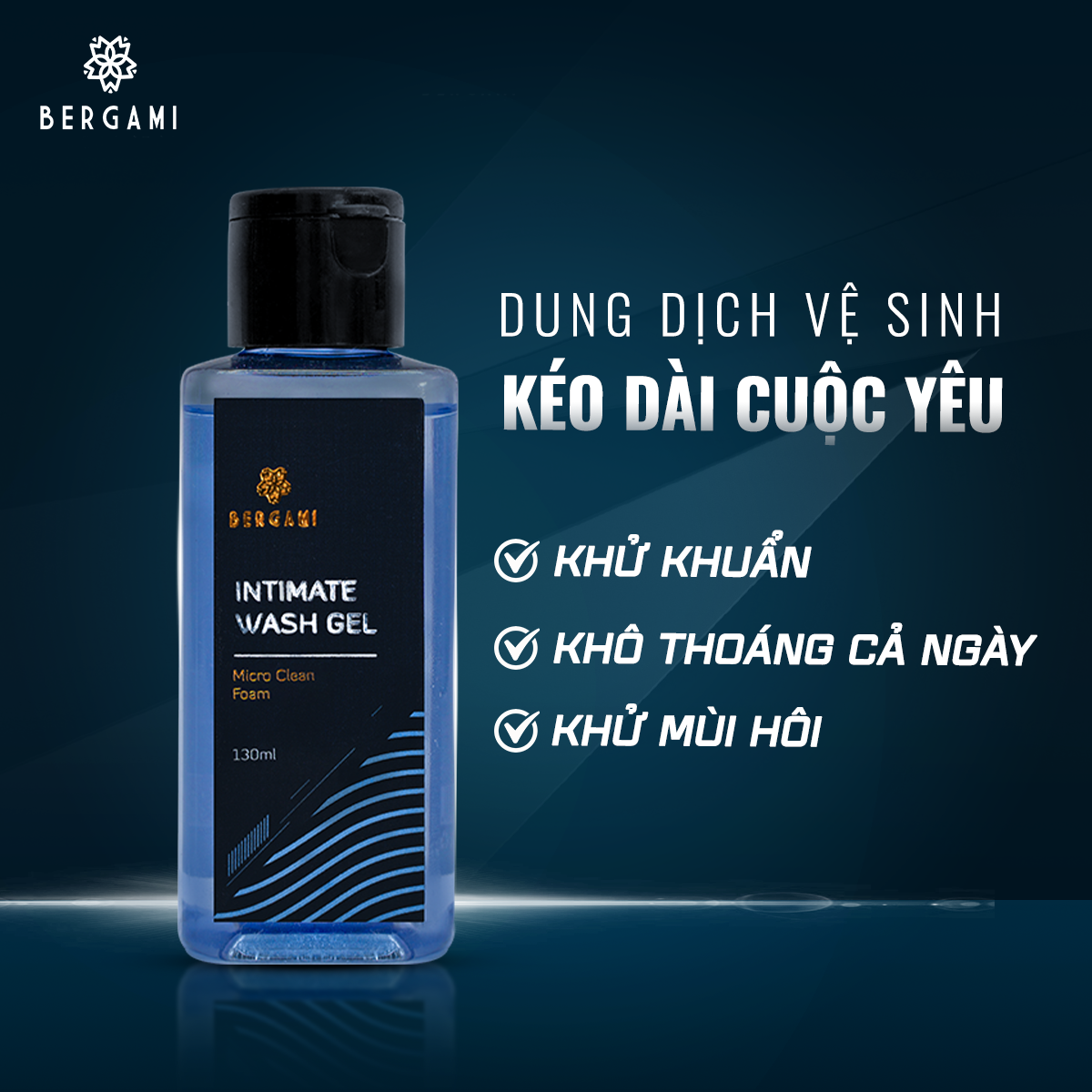 Dung dịch vệ sinh nam Bergami for Man - Ngăn mùi suốt 12h