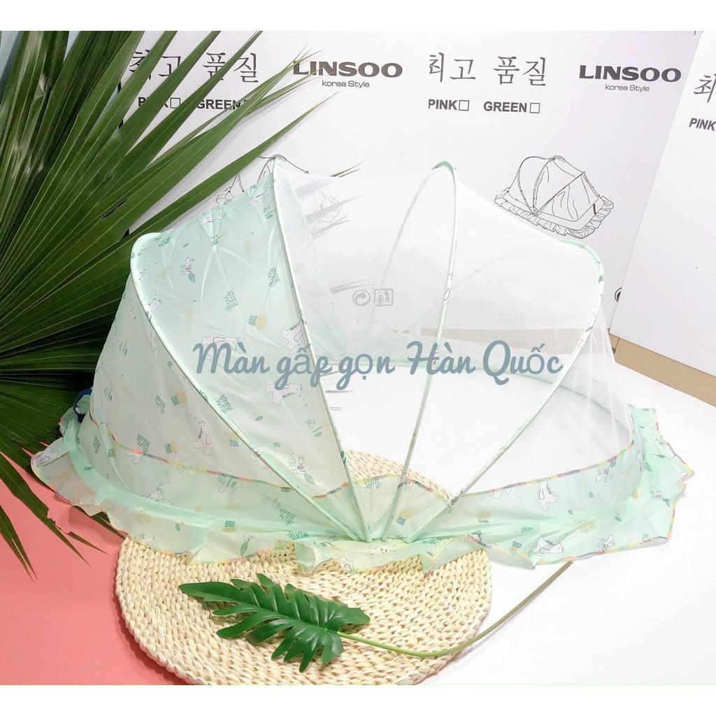 Màn chụp gấp gọn chống muỗi kiểu Hàn Quốc dáng vòm nan quạt siêu tiện lợi dùng cho bé sơ sinh