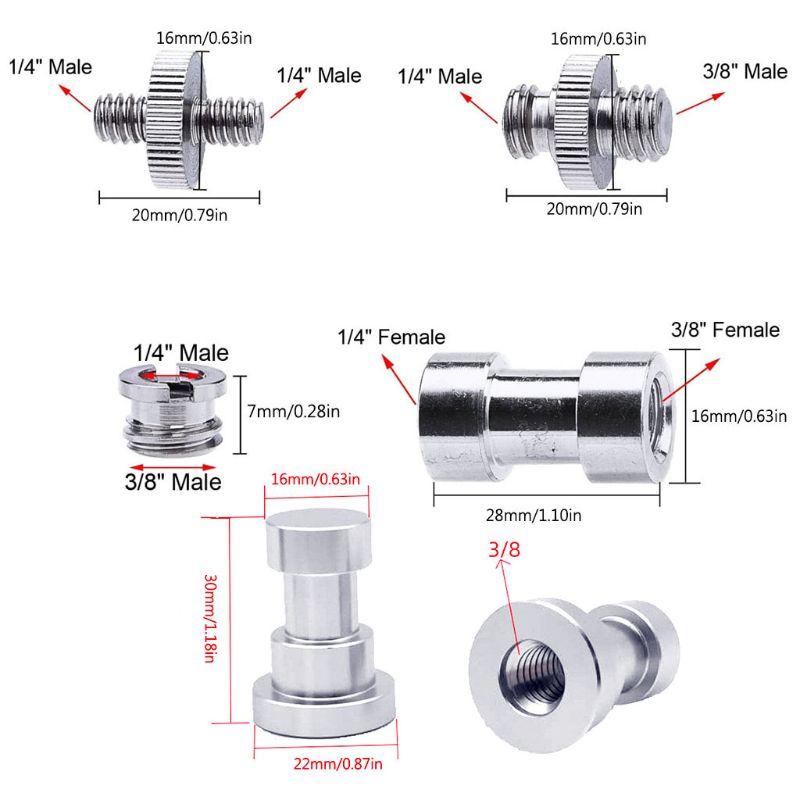 10pcs nhôm 1/4 "đến 3/8" phụ nữ sang nữ chuyển đổi bộ chuyển đổi vít ren cho chân máy đứng đầu bóng máy camera đầu