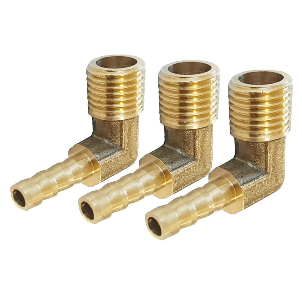 3 pieces 3/8 BSP To 10mm Brass 90 Degree Male Elbow Barb Hose Tail Pipe Gas Fittings