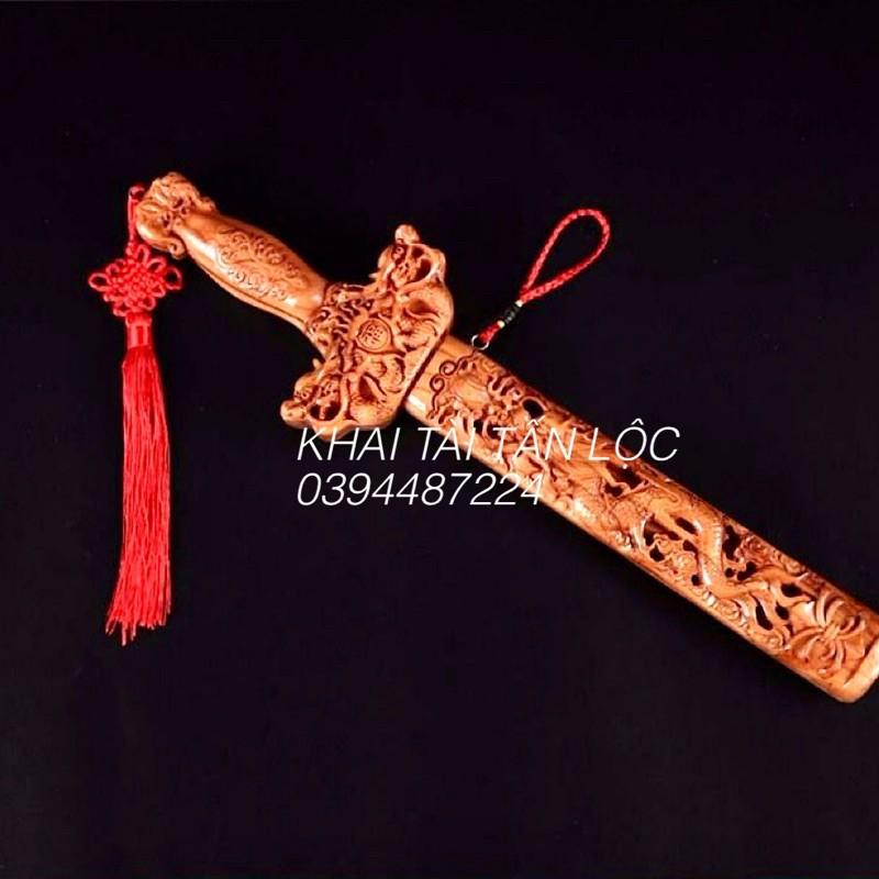 Kiếm gỗ đào chiêu tài hoá sát phong thủy 40cm