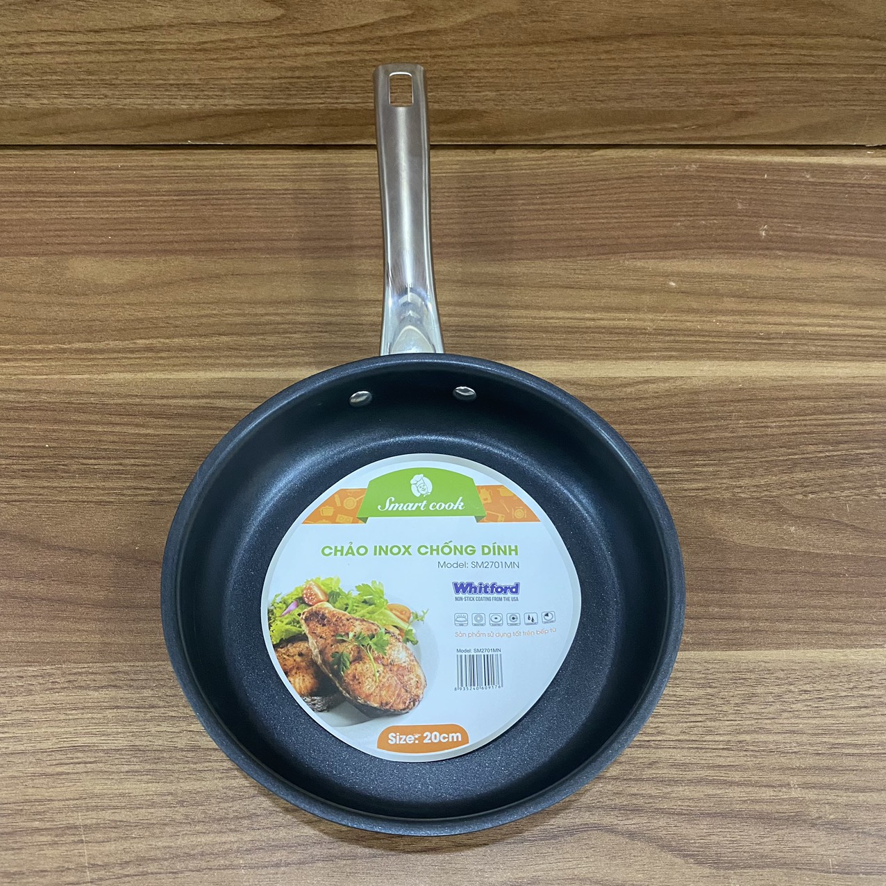 Chảo INOX Chống Dính 3 Lớp Đáy Từ Elmich SM-2701 Size 20cm, SM-2702 Size 24cm - Hàng chính hãng