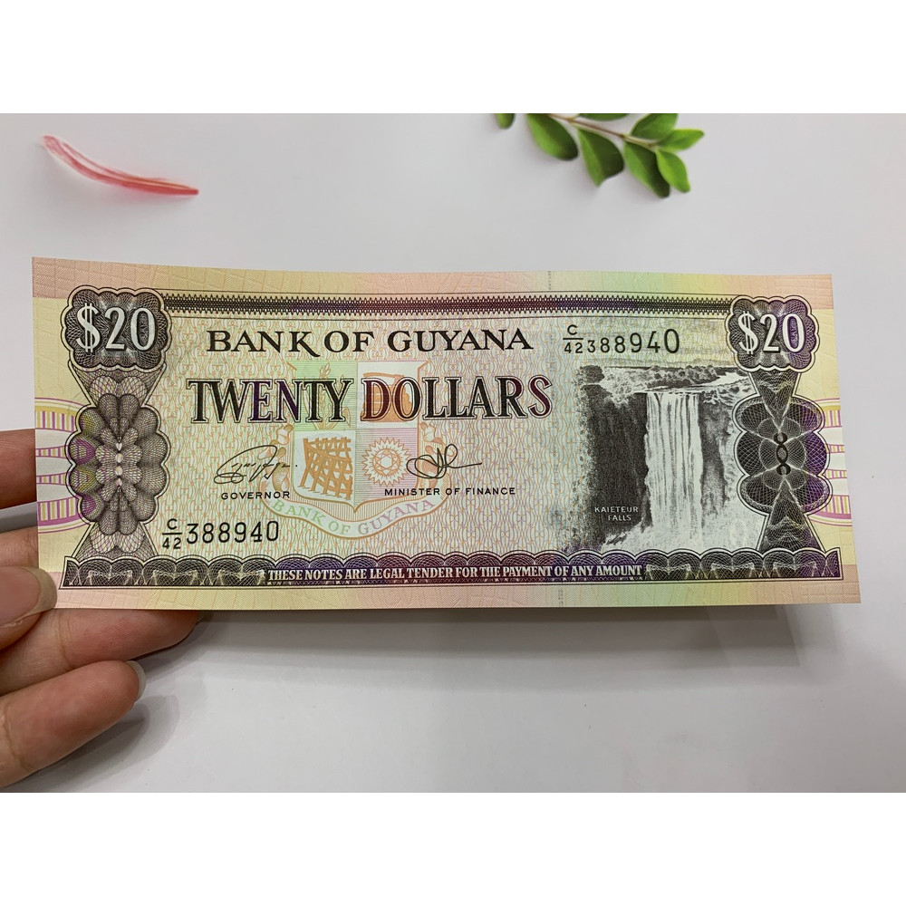 Tiền 20 Guyana cổ - ở châu Mỹ - tặng phơi nylon bảo quản tiền