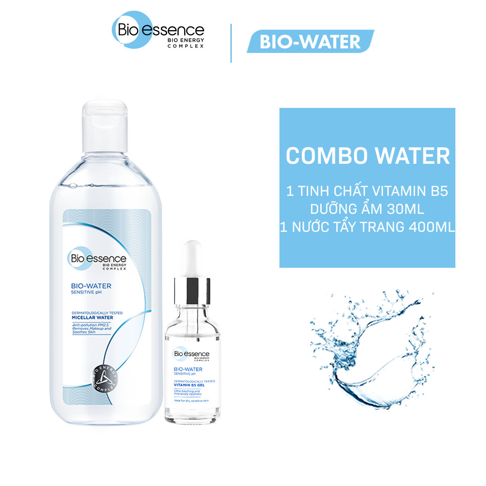 Combo cấp ẩm cho da Bio-Essence Bio-Water (Tinh chất Gel Vitamin B5 30ml + Nước tẩy trang Micellar Water 100ml)