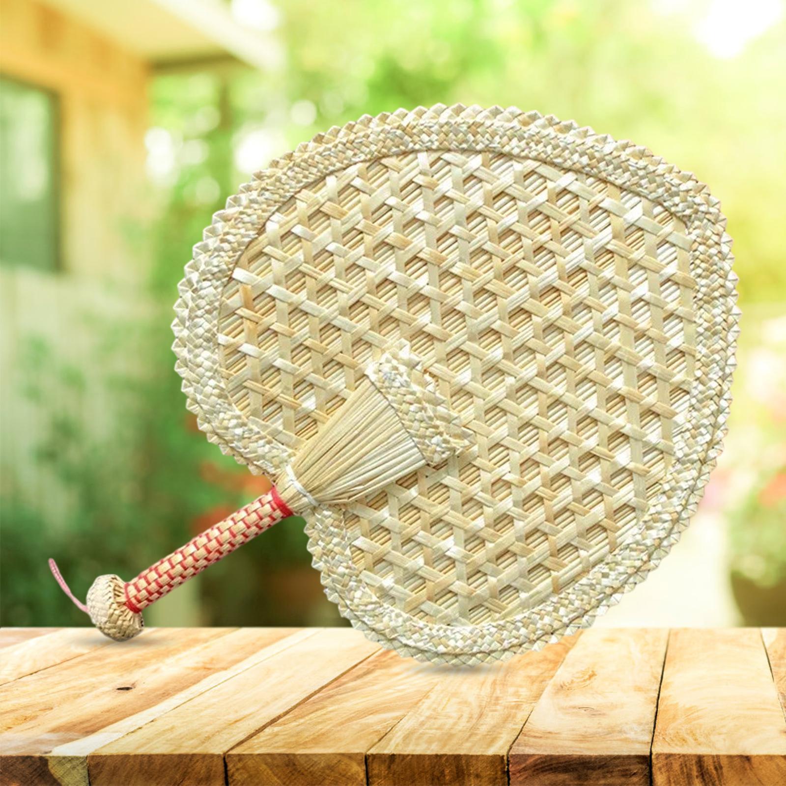 Woven Straw Hand Fan Handheld Decorative Fans for Outdoor Home
