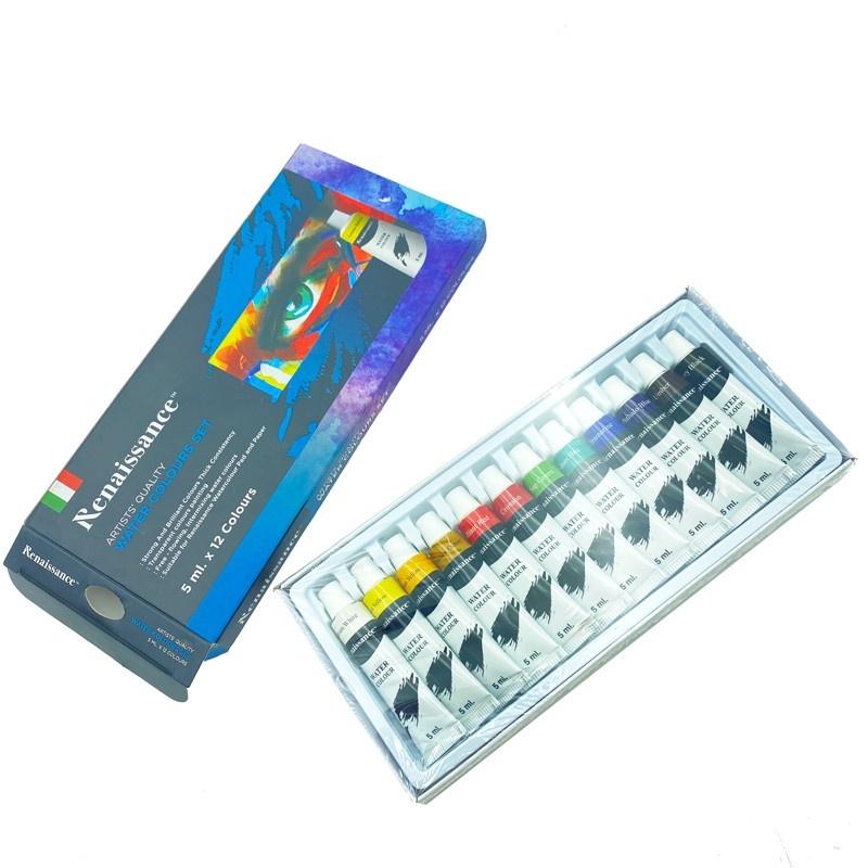 Bộ màu nước 12/24 màu Acrylic dạng tuýp, màu acrylic cao cấp thể tích 12ml dùng tô vẽ lên tranh, vải,đá,tường