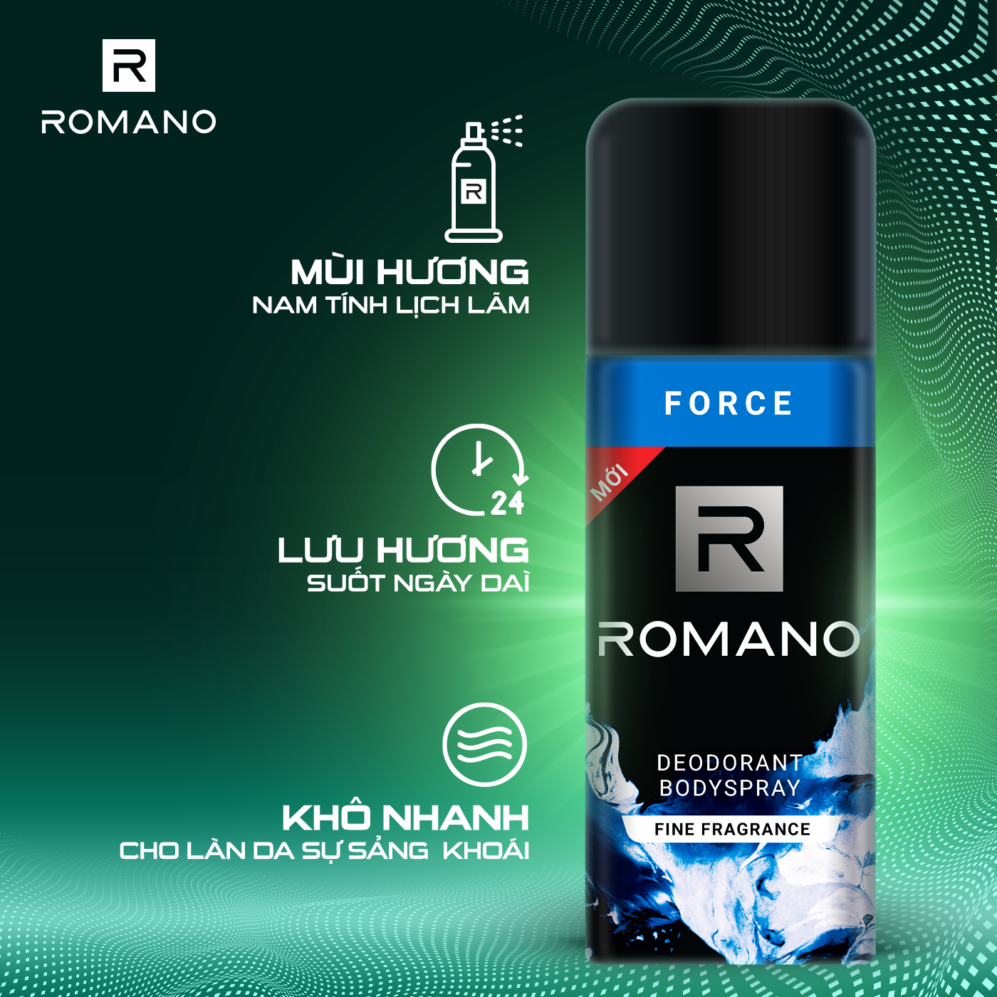 Xịt khử mùi toàn thân Romano Force 150ml