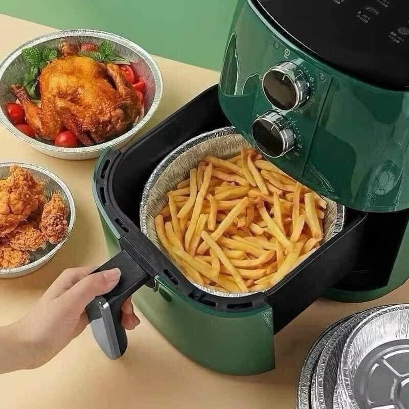 [AnhOtShop] Combo 100 Khay Giấy Bạc 22cm Lót Nồi Chiên Không Dầu – Tái Sử Dụng, Dùng Nướng Chiên Đồ Nhà Bếp