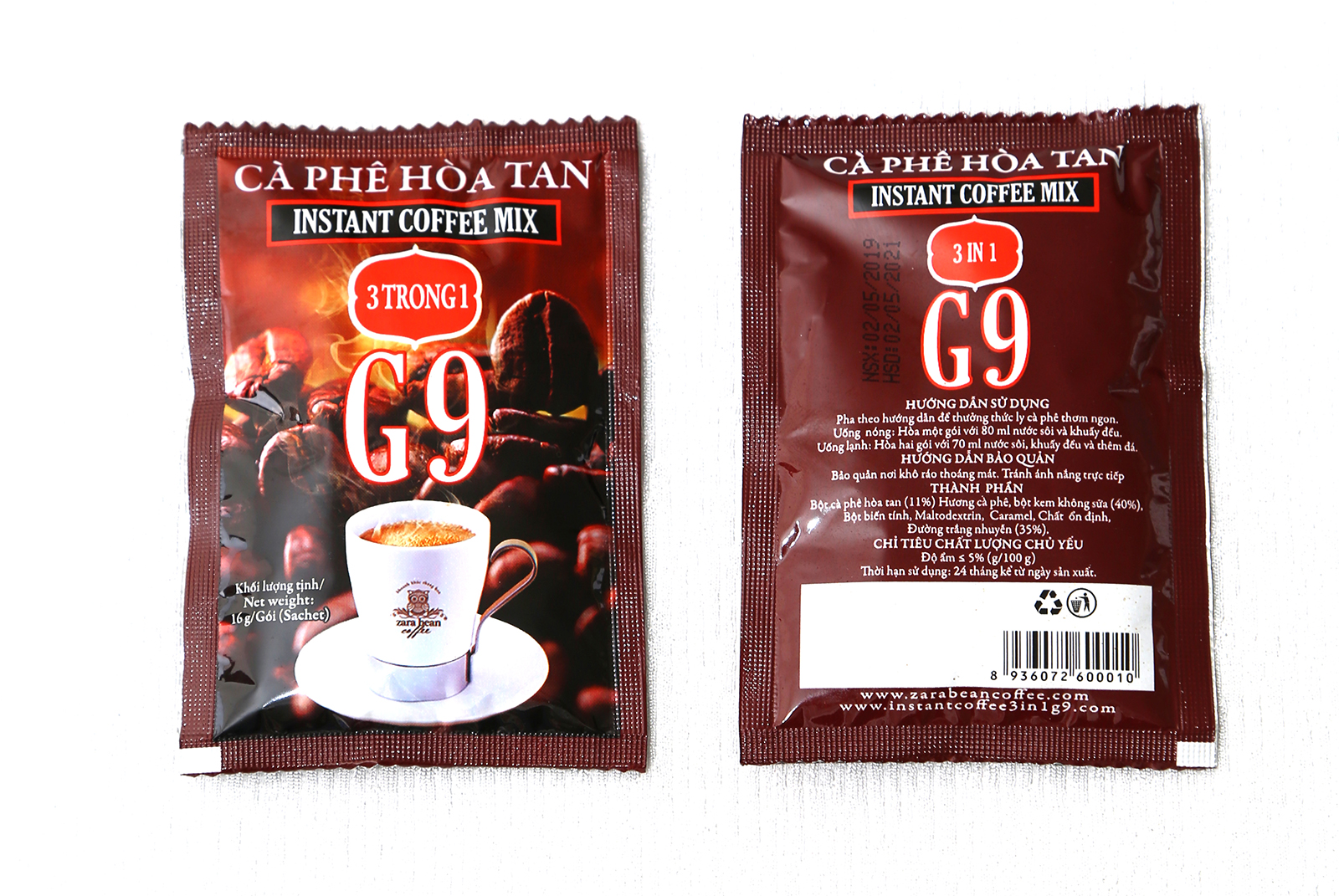 Cà phê hòa tan 3in1- G9 ( Hộp 10 gói x 16g)