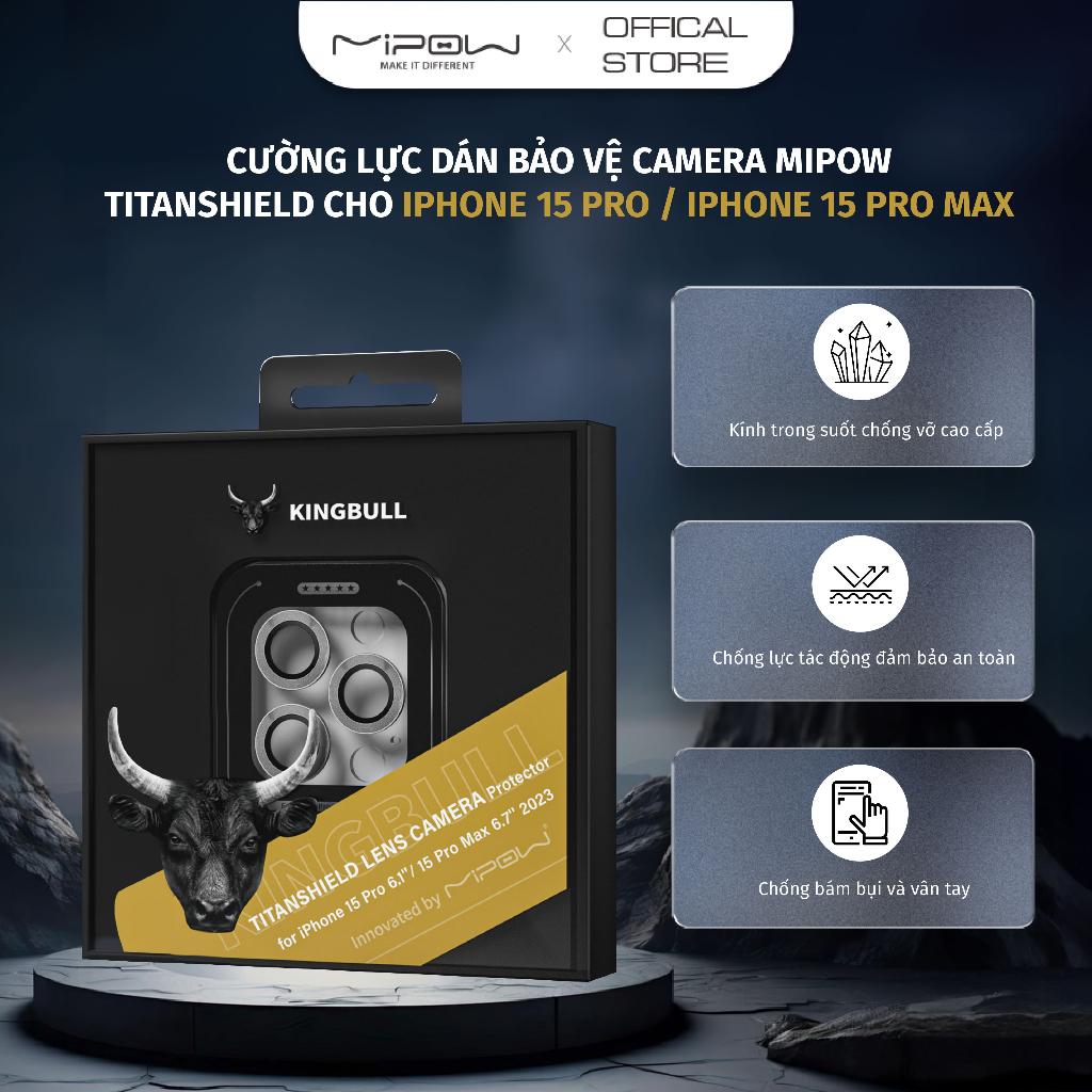 Cường lực dán bảo vệ camera MIPOW TitanShield cho iPhone 15 Pro / 15 Pro Max - Hàng chính hãng