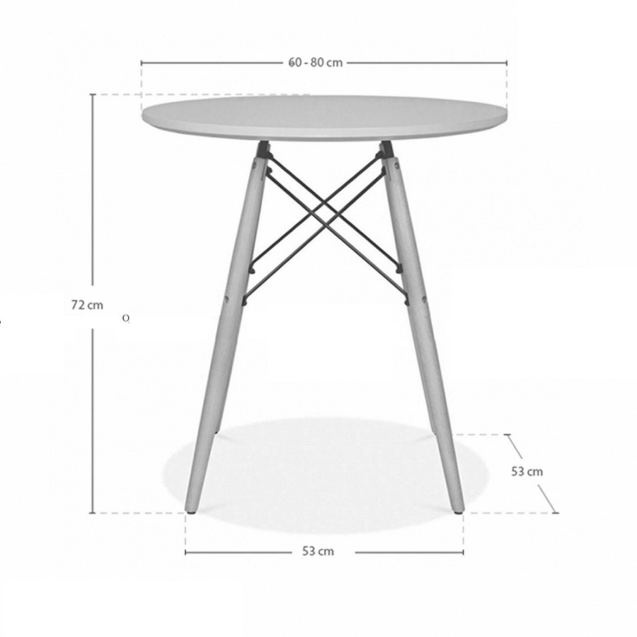 Bàn Tròn THP SJC Chân Gỗ - Trắng  - 70 cm