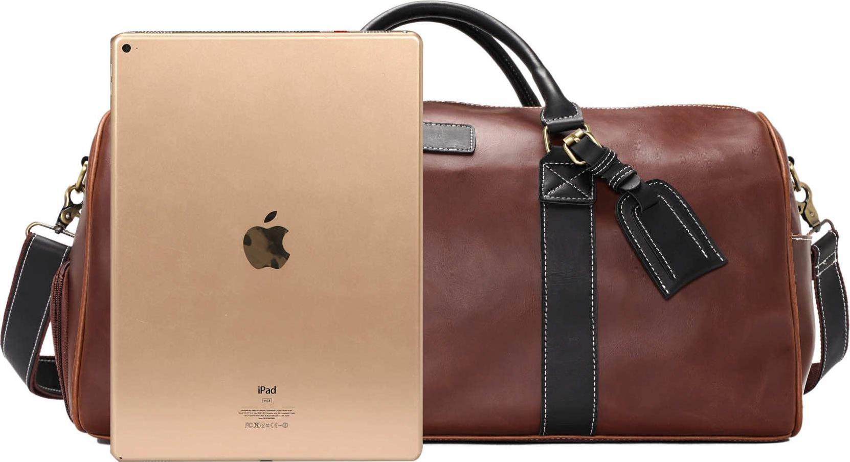 Men'S Trend Travel Luggage Handbag Large-Capacity Pu Leather