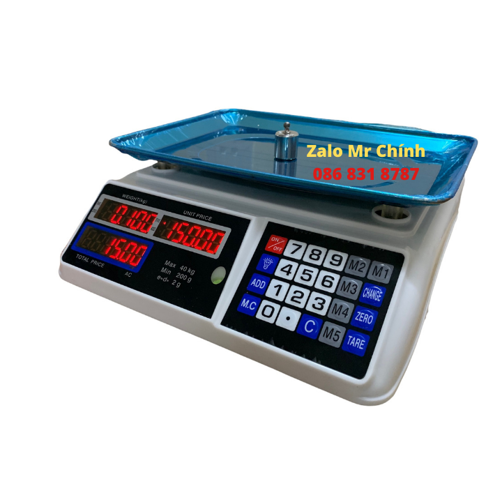 Cân Điện Tử Tích Điện, Tính Tiền Tự Động 40kg ACS723, Chức Năng Cân, Tính Tiền, Trừ Bì, 2 Mặt Hiển Thị
