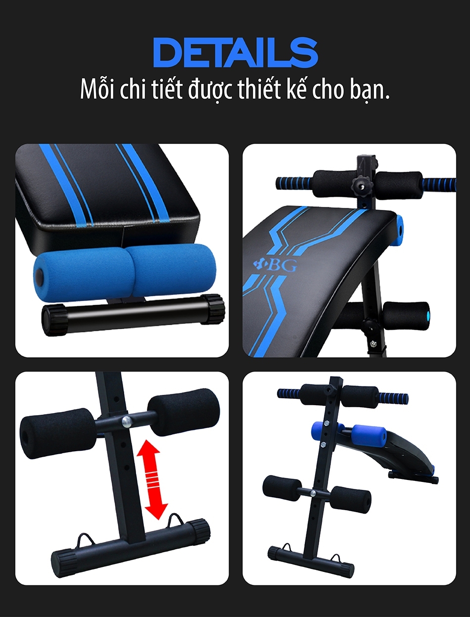 BG Ghế tập bụng ALL MODEL - Máy tập thể dục, thể hình, tập gym đa năng phù hợp cho cả nam và nữ