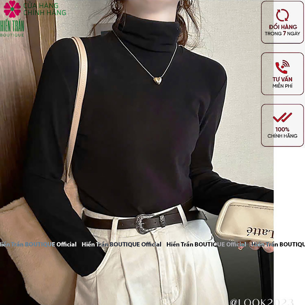 Áo giữ nhiệt nữ cổ cao có lót lông Hiền Trần BOUTIQUE siêu mềm, co giãn 4 chiều A7