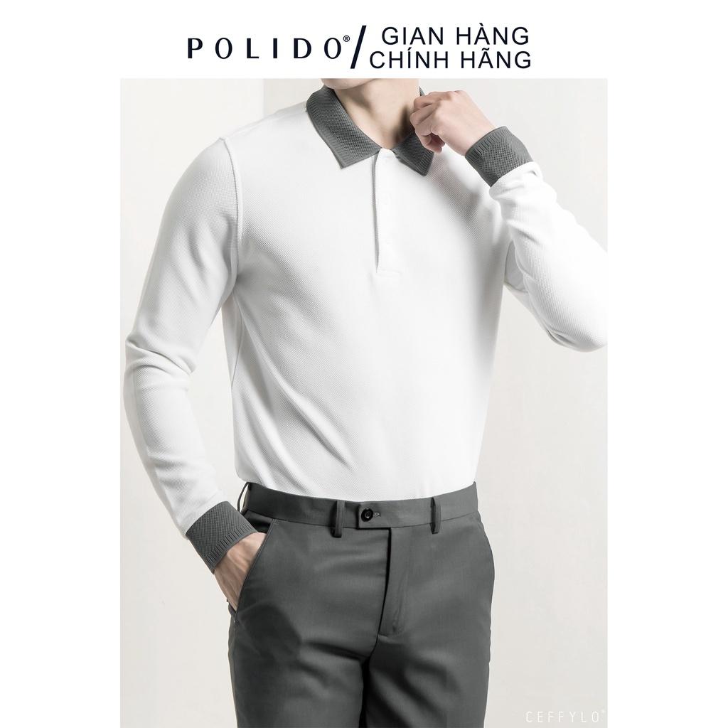 Áo polo nam dài tay phối bo polido chất liệu cotton thâm hút mồ hôi tốt thoải mái,mát mẻ phong cách trẻ trung hiện đại