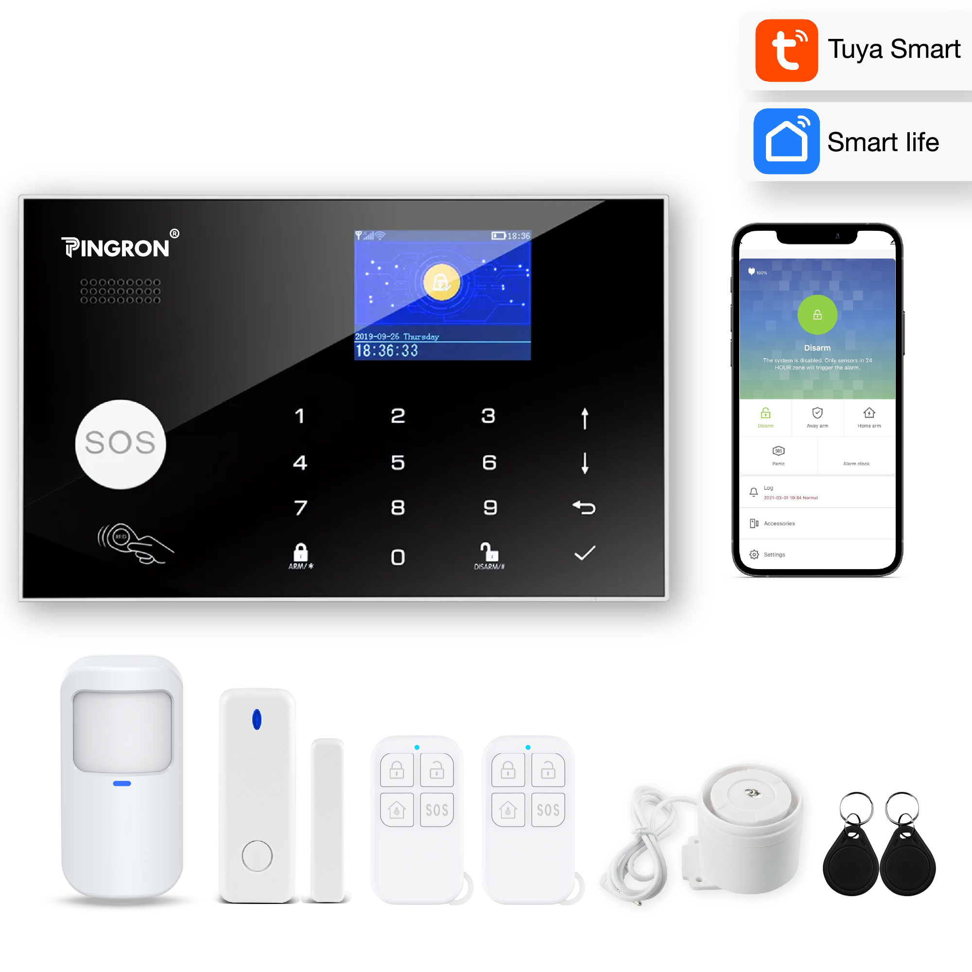Hình ảnh Thiết bị chống trộm dùng sim chuông báo động chống trộm PINGRON PR-107WG - Báo động qua điện thoại và có hỗ trợ wifi, điều khiển trên ứng dụng