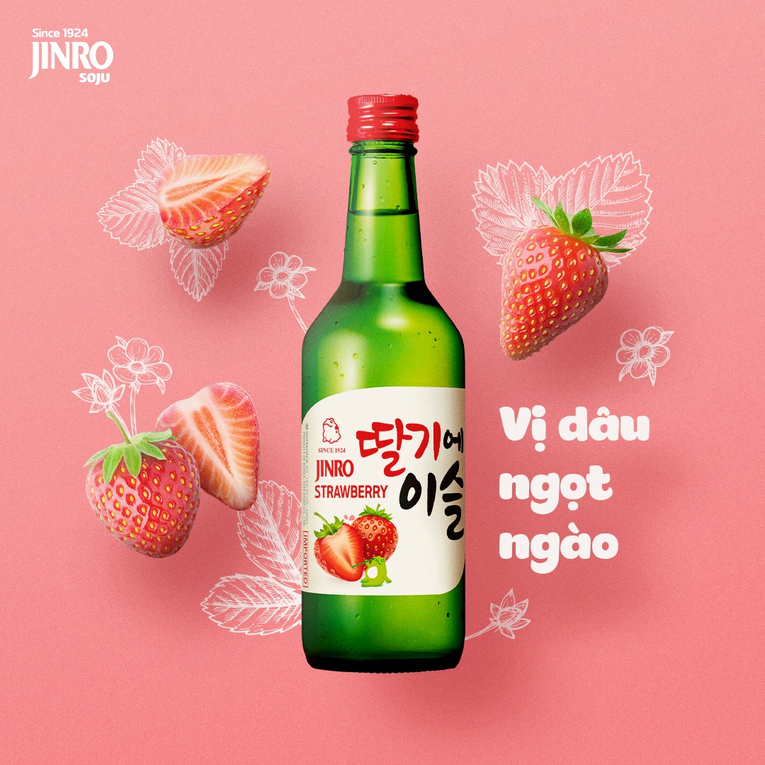 [CHÍNH HÃNG] Soju Hàn Quốc JINRO VỊ DÂU 360ml - Combo 6 chai