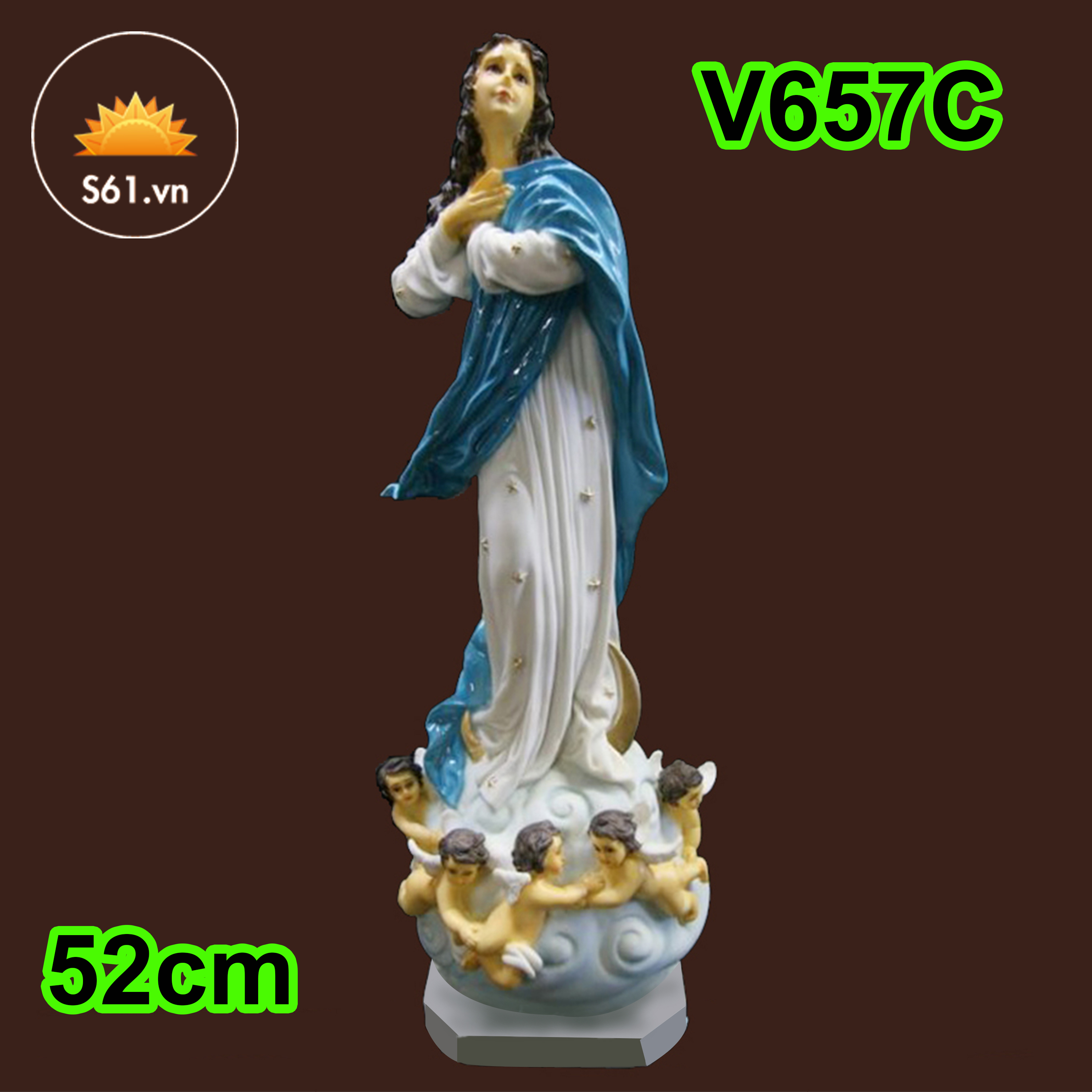 Tượng Đức Mẹ Trên Trời - Tượng Điêu Khắc Trung Bày Phong Thủy Chất Lượng Bền Đẹp