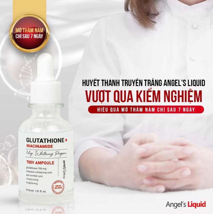 Tinh Chất Truyền Trắng Hỗ Trợ Mờ Nám Chuyên Sâu Angel's Liquid Glutathione + Niacinamide 700 V-Ampoule