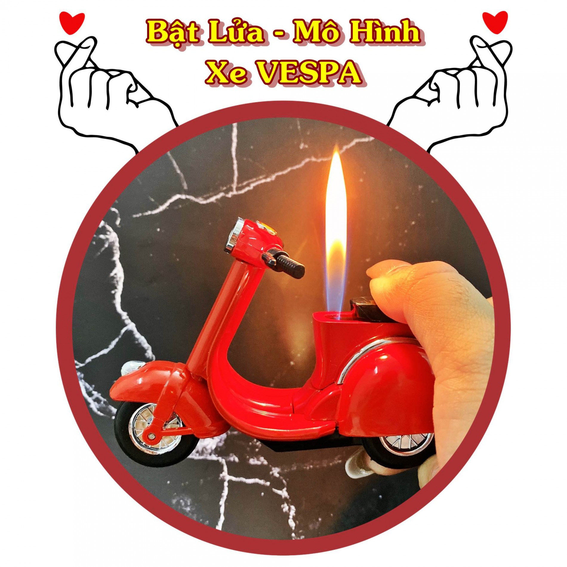 Hột quẹt bật lửa hình chiếc xe Vespa (kim loại) - (xài gas