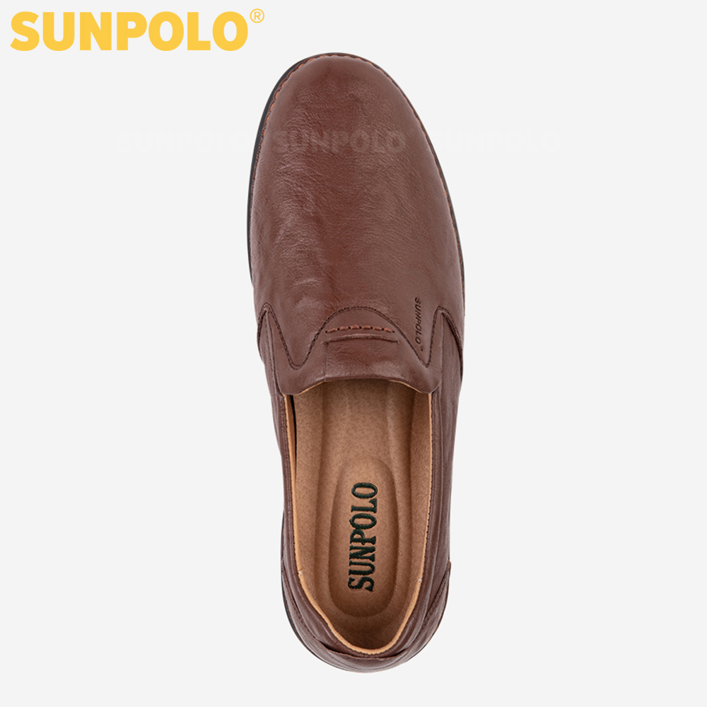 Giày Mọi Nam Da Bò Cao Cấp SUNPOLO CS5026 Mũi bo tròn thanh lịch (Đen, Nâu)